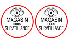 Magasin sous une surveillance - 2 stickers de 5x5cm - Sticker/autocoll
