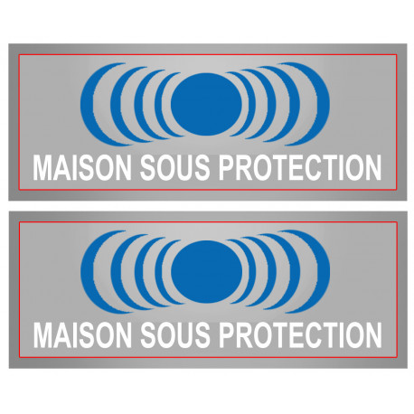 maison sous protection - 2 stickers de 15x6cm - Sticker/autocollant