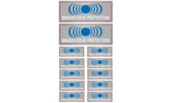 maison sous protection - 2 stickers de 15x6cm / 10 stickers de 7x2.5cm