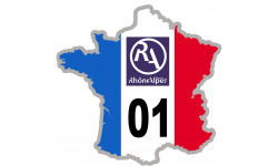 FRANCE 01 Région Rhône Alpes - 15x15cm - Sticker/autocollant