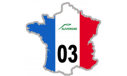 FRANCE 03 Région Auvergne - 20x20cm - Sticker/autocollant