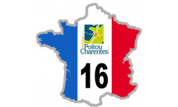 FRANCE 16 de la Charente - 20x20cm - Sticker/autocollant