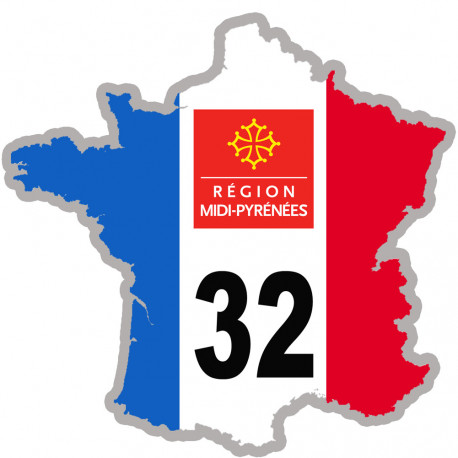 FRANCE 32 Midi Pyrénées - 15x15cm - Sticker/autocollant FRANCE 32 Midi Pyrénées - 15x15cm - Sticker/autocollant