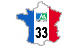 FRANCE 33 région Aquitaine - 15x15cm - Sticker/autocollant