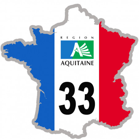 FRANCE 33 région Aquitaine - 15x15cm - Sticker/autocollant