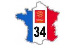 FRANCE 34 région Languedoc Roussillon - 10x10cm - Sticker/autocollant