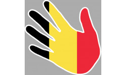 Drapeau Belgique en forme de main  (17x17cm) - Sticker/autocollant