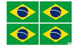 Drapeau Brésilien (4 fois 9.5x6.3cm) - Sticker/autocollant