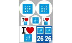 Département 26 la Drôme (8 autocollants variés) - Sticker/autocolla