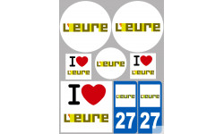 Département 27 de l'Eure (8 autocollants variés) - Sticker/autocolla