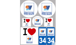 Département 34 l'Hérault (8 autocollants variés) - Sticker/autocoll