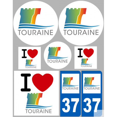 Département 37 Touraine (8 autocollants variés) - Sticker/autocollan