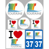 Département 37 Touraine (8 autocollants variés) - Sticker/autocollan