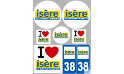 Département 38 l'Isère (8 autocollants variés) - Sticker/autocollan