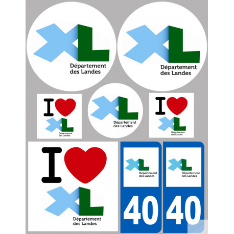 Département 40 les Landes (8 autocollants variés) - Sticker/autocoll