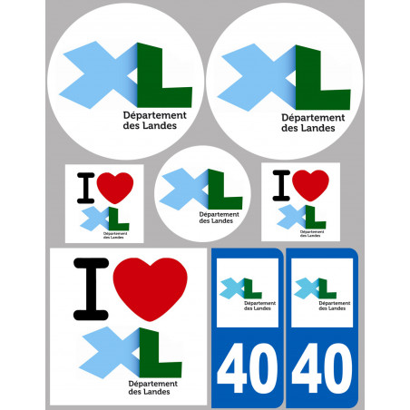 Département 40 les Landes (8 autocollants variés) - Sticker/autocoll