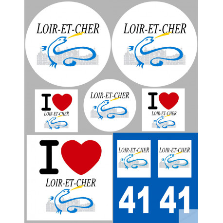 Département 41 le Loir et Cher (8 autocollants variés) - Sticker/aut
