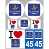 Département 45 le Loiret (8 autocollants variés) - Sticker/autocolla