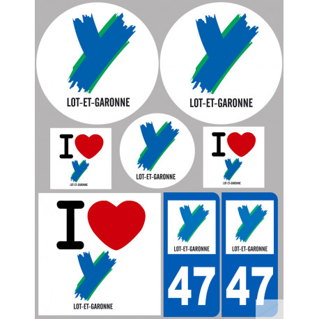 Département 47 le Lot et Garonne (8 autocollants variés) - Sticker/a