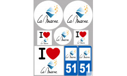 Département 51 la Marne (8 autocollants variés) - Sticker/autocollan