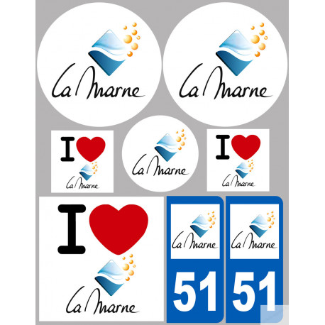 Département 51 la Marne (8 autocollants variés) - Sticker/autocollan