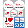 Département 53 la Mayenne (8 autocollants variés) - Sticker/autocoll