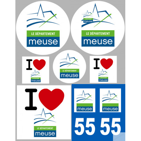 Département 55 la Meuse (8 autocollants variés) - Sticker/autocollan