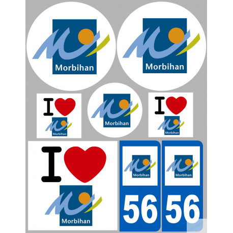 Département 56 le Morbihan (8 autocollants variés) - Sticker/autocol