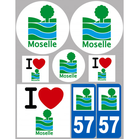Département 57 la Moselle (8 autocollants variés) - Sticker/autocoll