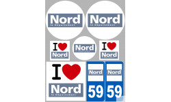 Département 59 le Nord (8 autocollants variés) - Sticker/autocollant