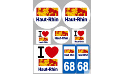 Département 68 le Haut-Rhin (8 autocollants variés) - Sticker/autoco
