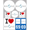 Département 69 le Rhône (8 autocollants variés) - Sticker/autocolla