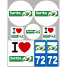 Département 72 la Sarthe (8 autocollants variés) - Sticker/autocolla