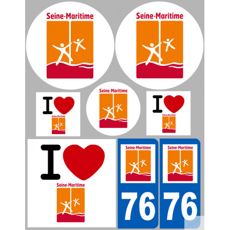 Département 76 la Seine Maritime (8 autocollants variés) - Sticker/a