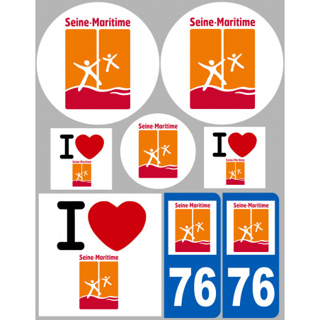 Département 76 la Seine Maritime (8 autocollants variés) - Sticker/a