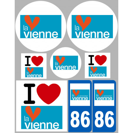 Département 86 la Vienne (8 autocollants variés) - Sticker/autocolla