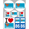 Département 86 la Vienne (8 autocollants variés) - Sticker/autocolla