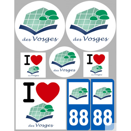 Département 88 les Vosges (8 autocollants variés) - Sticker/autocoll