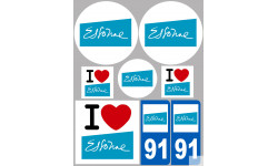 Département 91 l'Essonne (8 autocollants variés) - Sticker/autocolla