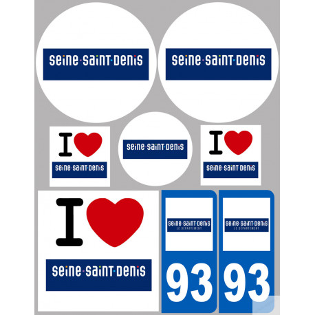 Département 93 la Seine-Saint-Denis (8 autocollants variés) - Sticke