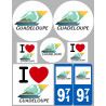 Département 971 la Guadeloupe (8 autocollants variés) - Sticker/auto