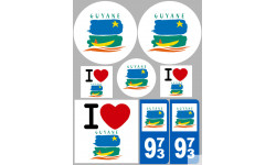 Département 973 la Guyane (8 autocollants variés) - Sticker/autocoll