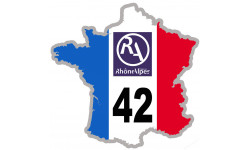 FRANCE 42 région Rhône Alpes (20x20cm) - Sticker/autocollant