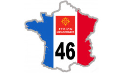 FRANCE 46 région Midi-Pyrénées (5x5cm) - Sticker/autocollant