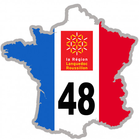 FRANCE 48 région Languedoc Roussillon (10x10cm) - Sticker/autocollant