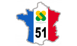 FRANCE 51 Région Champagne Ardenne (5x5cm) - Sticker/autocollant