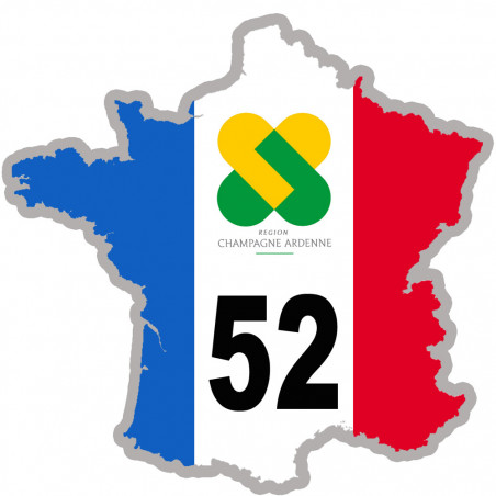 FRANCE 52 Région Champagne Ardenne (20x20cm) - Sticker/autocollant