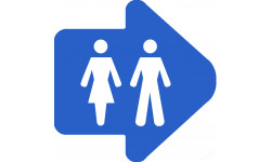WC, toilette flèche directionnelle droite (5x5cm) - Sticker/autocolla