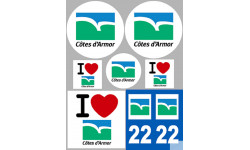Département 22 Côtes-d'Armor (8 autocollants variés) - Sticker/auto