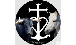 Cheval et Taureau Camarguais - 20cm - Sticker/autocollant